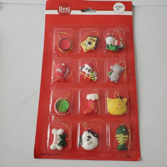 Vintage New Old Stock Mini Christmas Tree Ornaments CVS Merry Brite Best Value - Picture 4 of 13